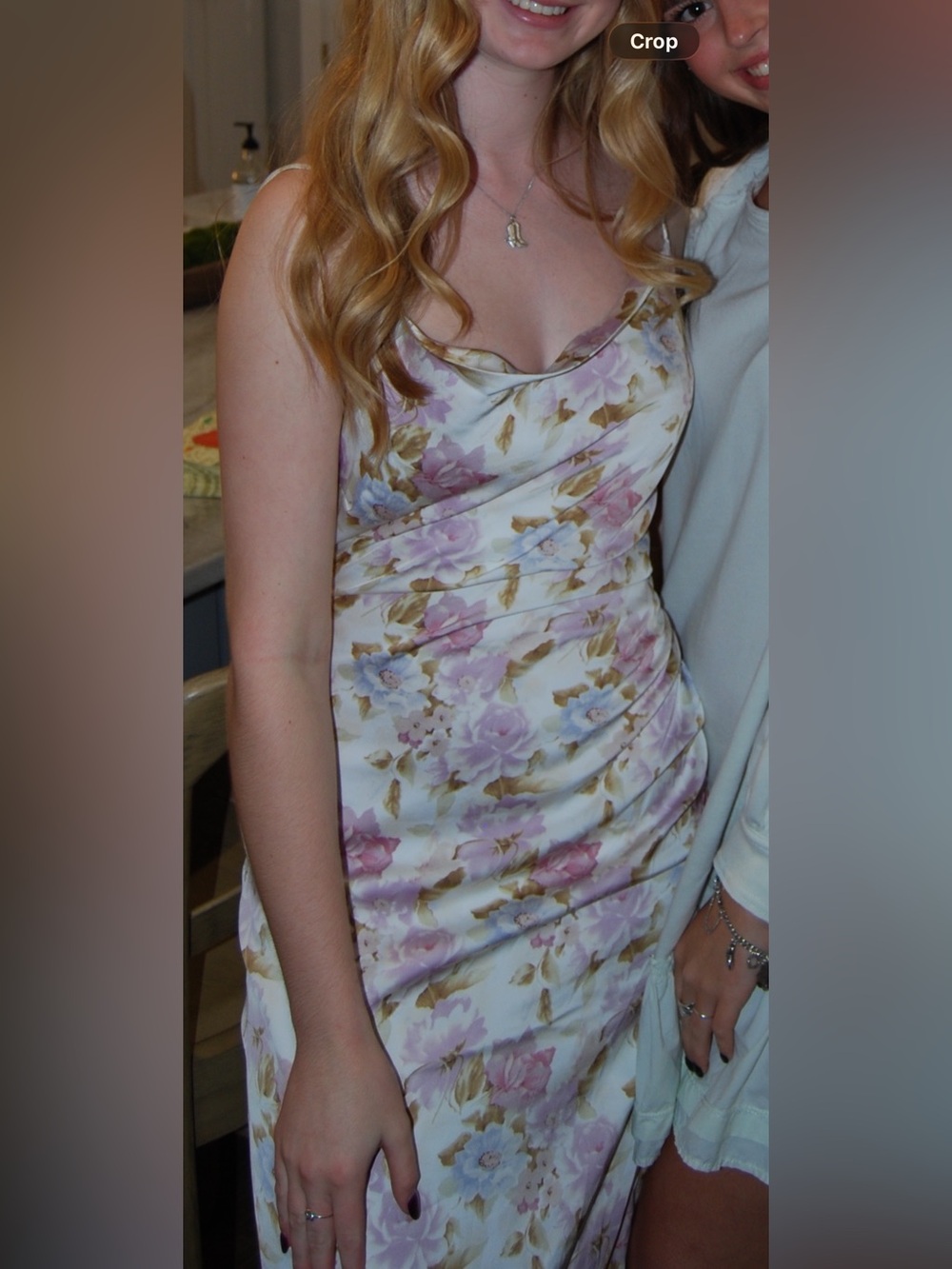 Lulu's Lavender Floral Slip Dress in Cream